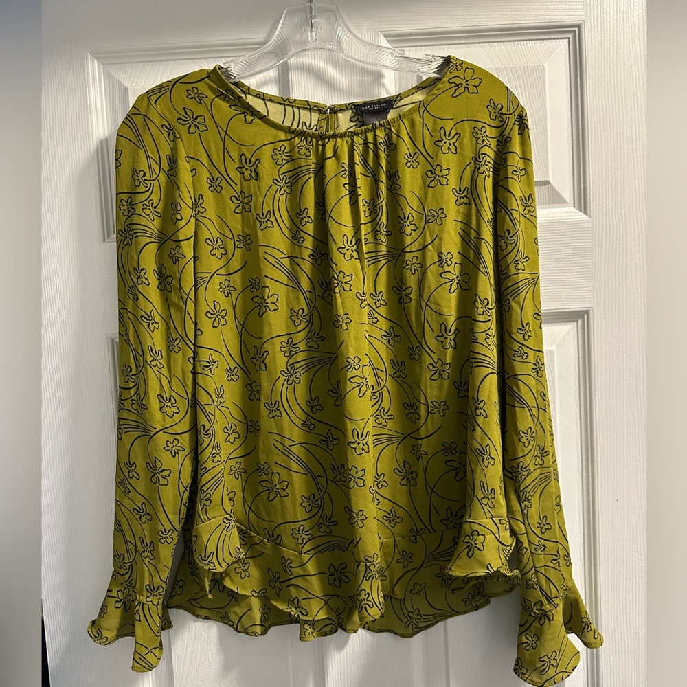 Ann Taylor Olive Floral Blouse
